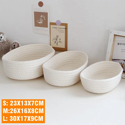 Paniers de rangement en corde de coton pour bureau et cosmétiques