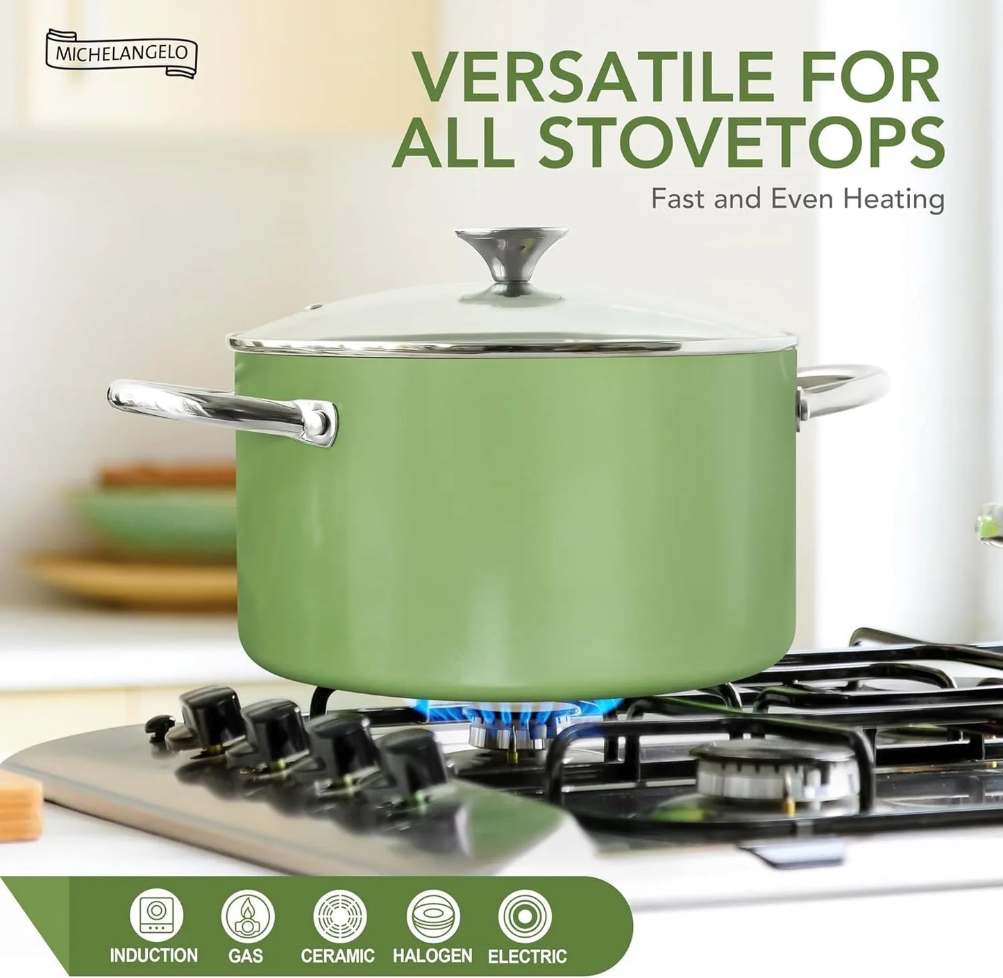 Marmite antiadhésive Michelangelo 6L avec couvercle - Compatible Induction