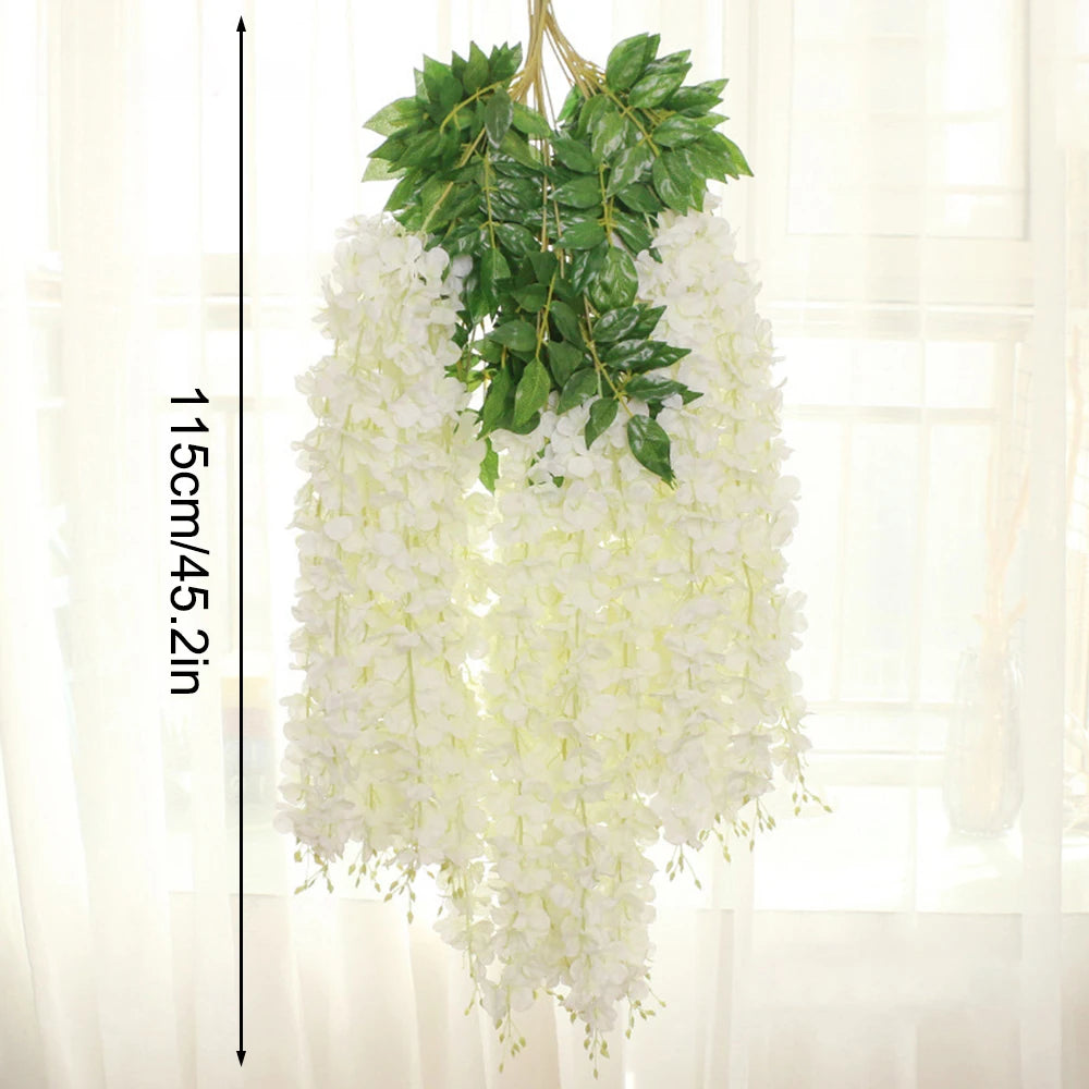 Guirlande de fleurs artificielles de glycine - 12 pièces pour déco mariage