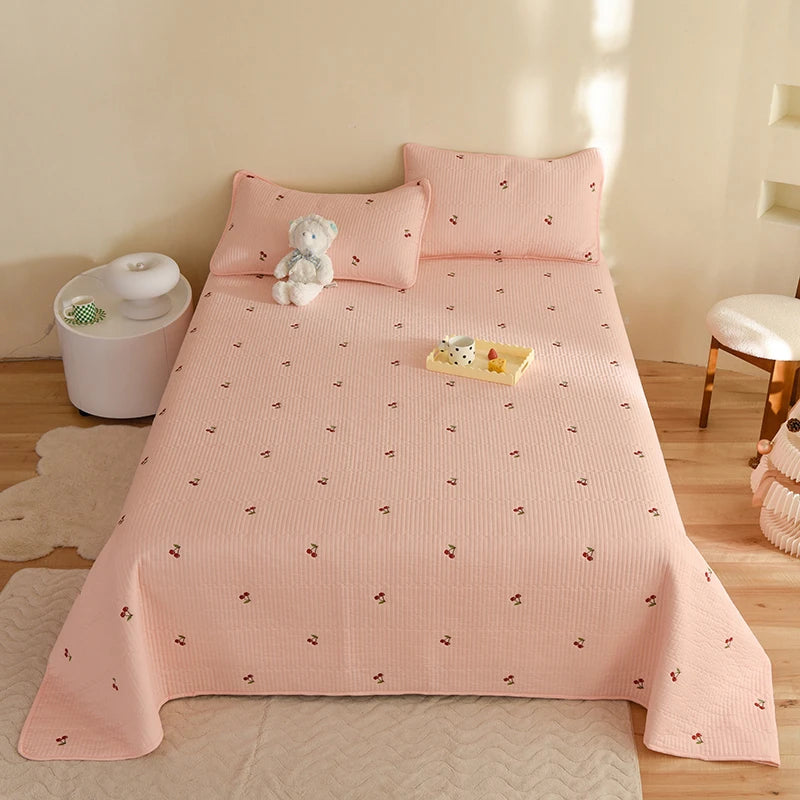 Ensemble Couvre-lit Matelassé Chic en Coton - 3 Pièces avec Taies