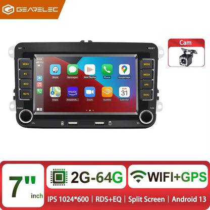 Autoradio Android 7" GPS Carplay pour VW, Seat, Audi - 2Din