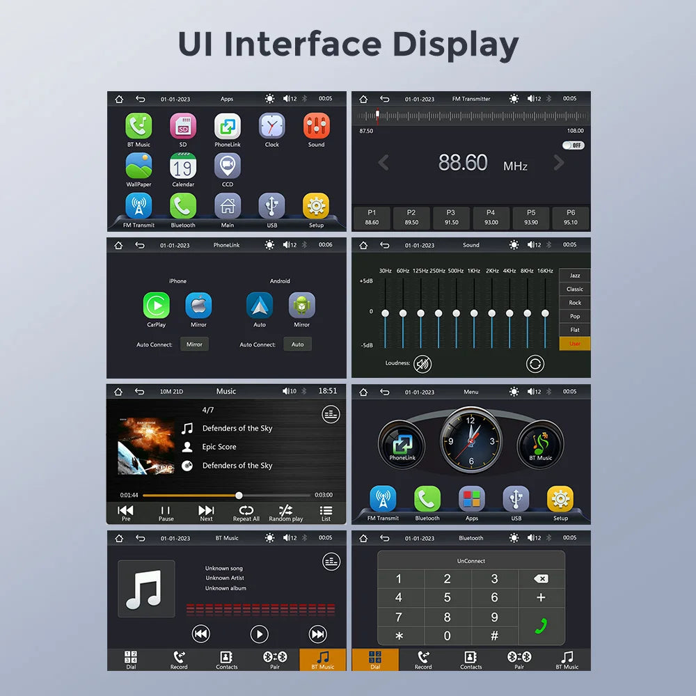 Autoradio Android 7'' sans fil - FM, BT, WiFi, AUX intégré
