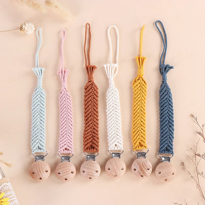 Porte-tétine en macramé et chanvre pour bébé - Tétine en coton artisanale