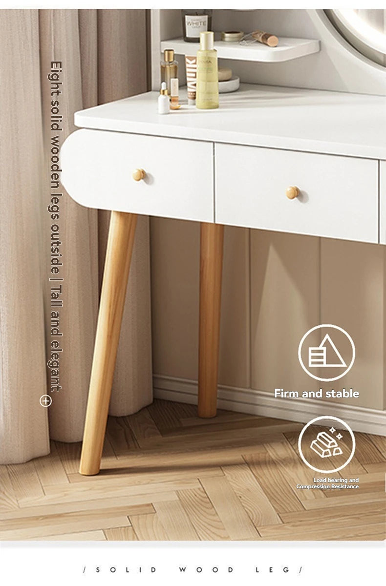 Coiffeuse moderne avec miroir et rangement, petite et élégante