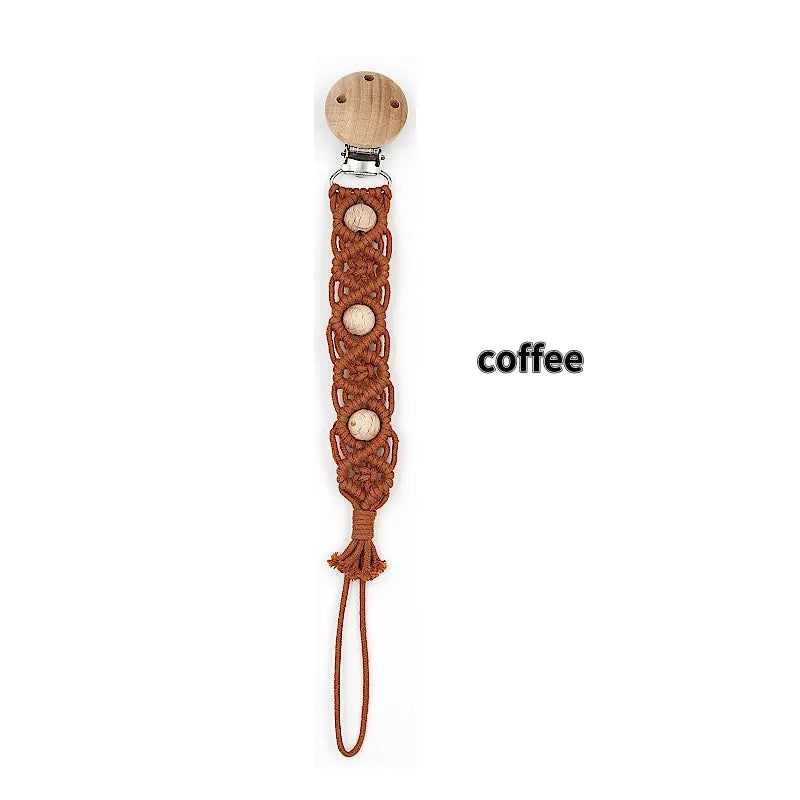 Porte-tétine en macramé et chanvre pour bébé - Tétine en coton artisanale