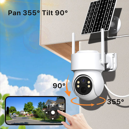 Caméra IP Solaire PTZ 4MP WiFi - Zoom 6X, Surveillance Extérieure 1080P