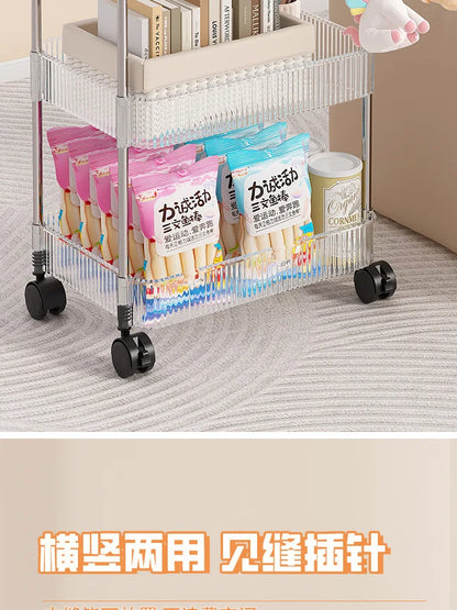 Chariot de Rangement Transparent 2/3/4 Niveaux - Étagère à Snacks Luxe