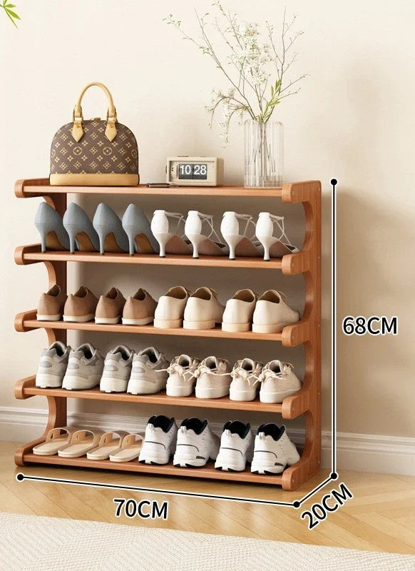 Étagère à chaussures en bois multi-niveaux pour rangement pratique