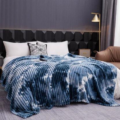 Couverture polaire chaude pour lit - Flanelle teinture par nouage