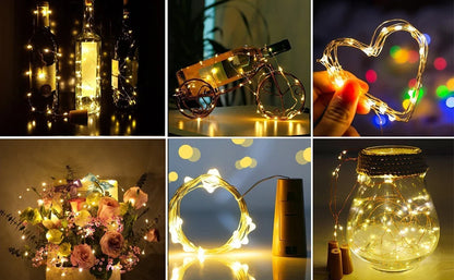 Guirlande LED cuivre pour bouteille de vin - Décoration de Noël 2m