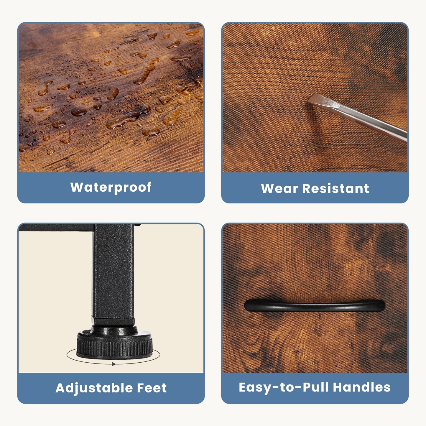 Commode TV JHK avec 5 tiroirs en tissu - Rangement élégant chambre