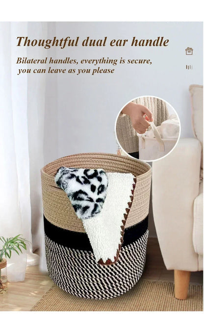 Panier à Linge en Corde de Coton - Panier de Rangement Pliable Luxe