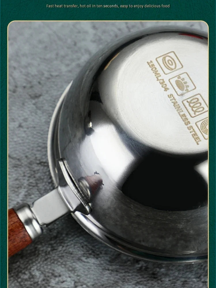 Marmite en inox avec manche en bois - Casserole épaisse 1PC