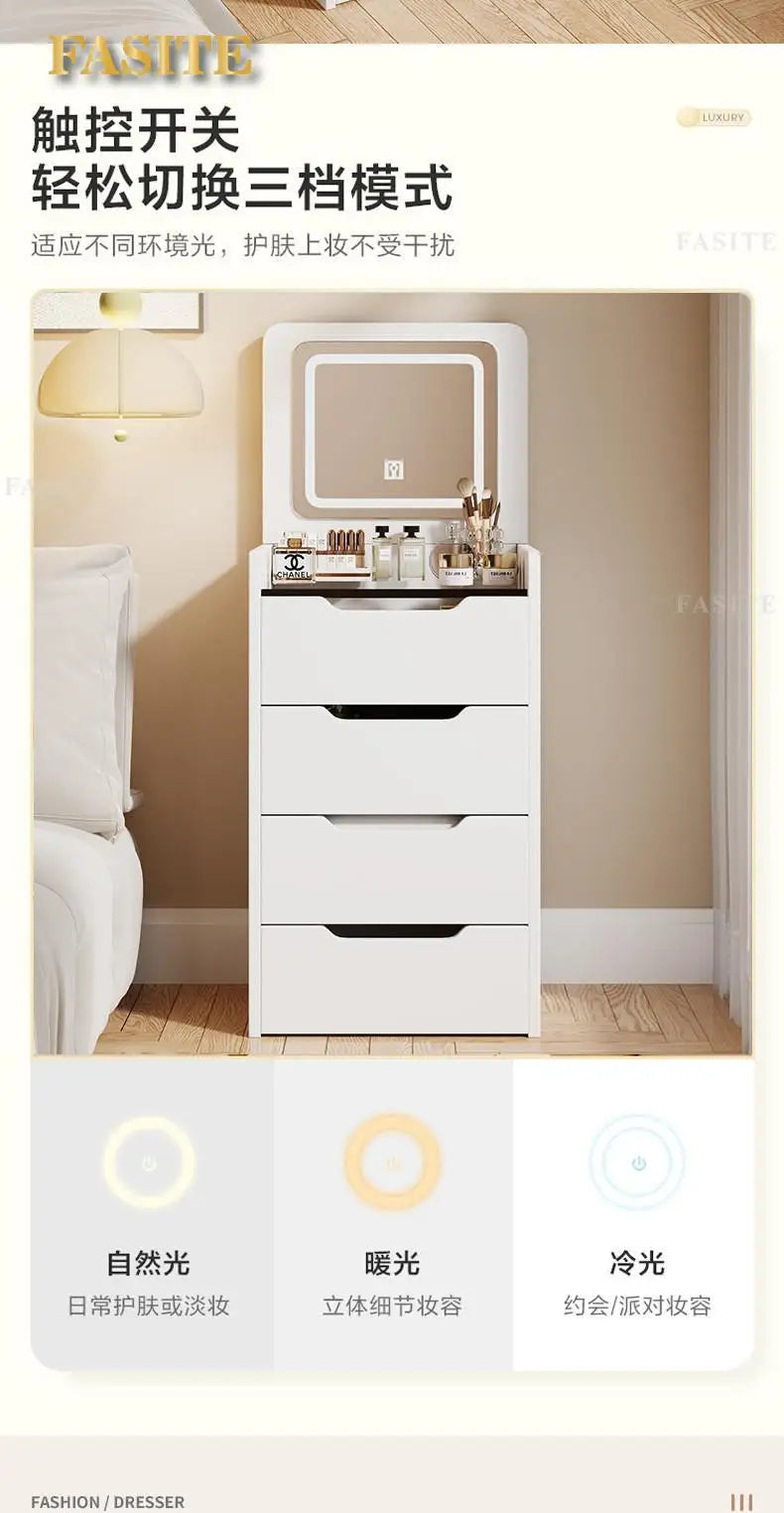 Commode moderne crème 48CM - Table de maquillage et rangement