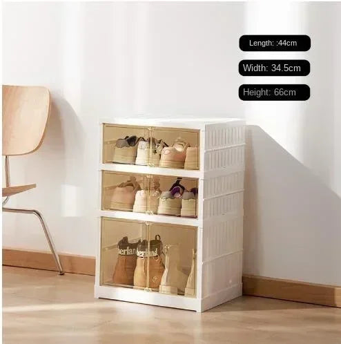Boîte de rangement à chaussures pliable en plastique transparente