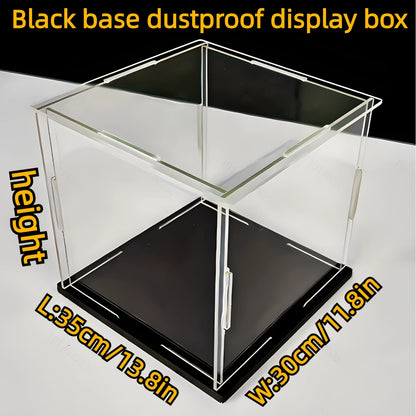 Boîte d'exposition acrylique noire pour poupées et objets de collection