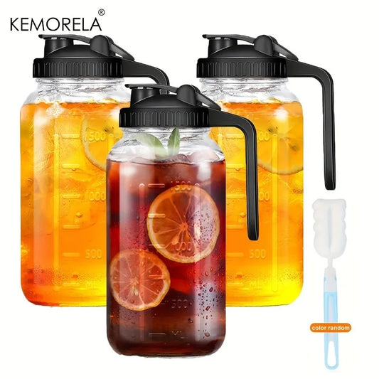 KEMORELA Pichet en Verre 64Oz avec Poignée et Couvercle - Ensemble Pratique