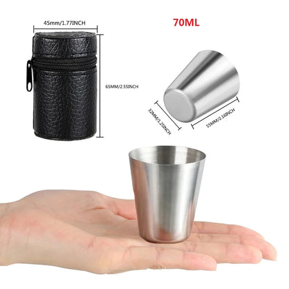 Ensemble de tasses en acier inoxydable pour voyage - 4/6 mini verres à whisky/vin