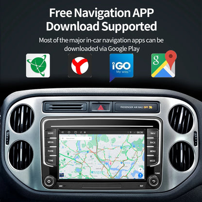 Autoradio GPS Android 13 pour VW, Skoda, Golf, Passat - 2Din