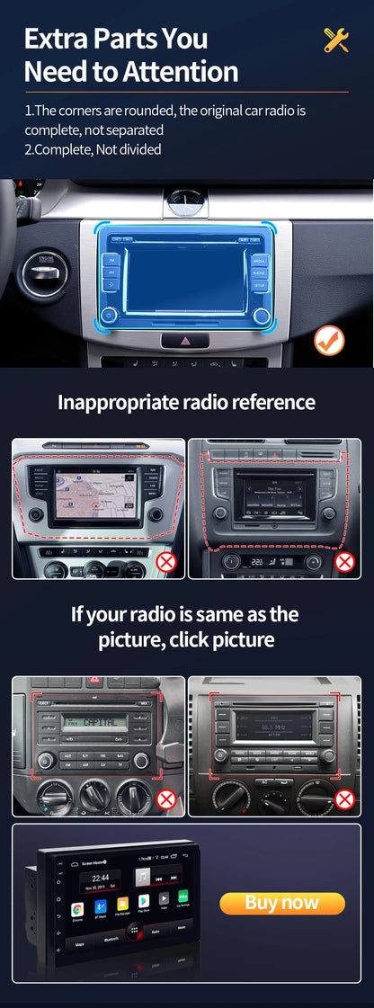 Autoradio GPS Android 13 pour VW, Skoda, Golf, Passat - 2Din