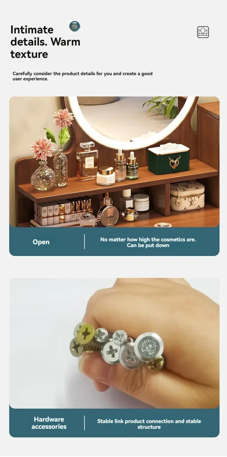 Coiffeuse de luxe légère style chinois - Bureau maquillage compact