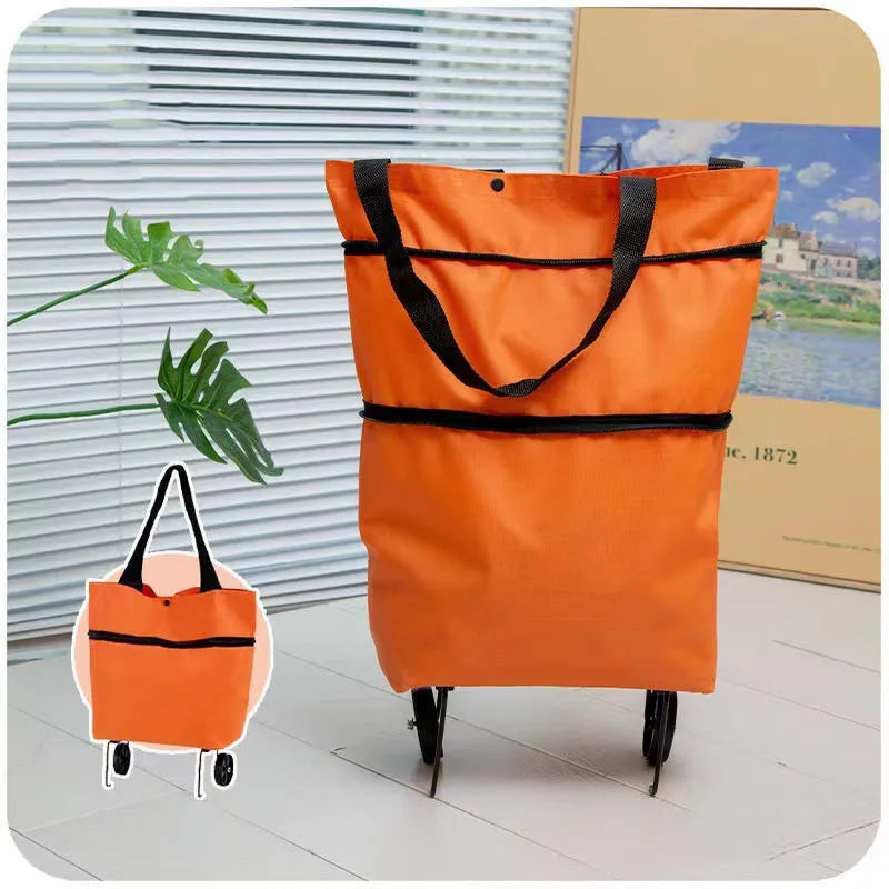 Chariot à roulettes pliable pour courses - Sac à provisions pratique