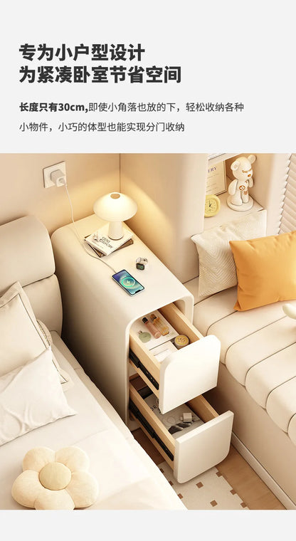 Table de chevet en bois massif avec 2 tiroirs - Design minimaliste