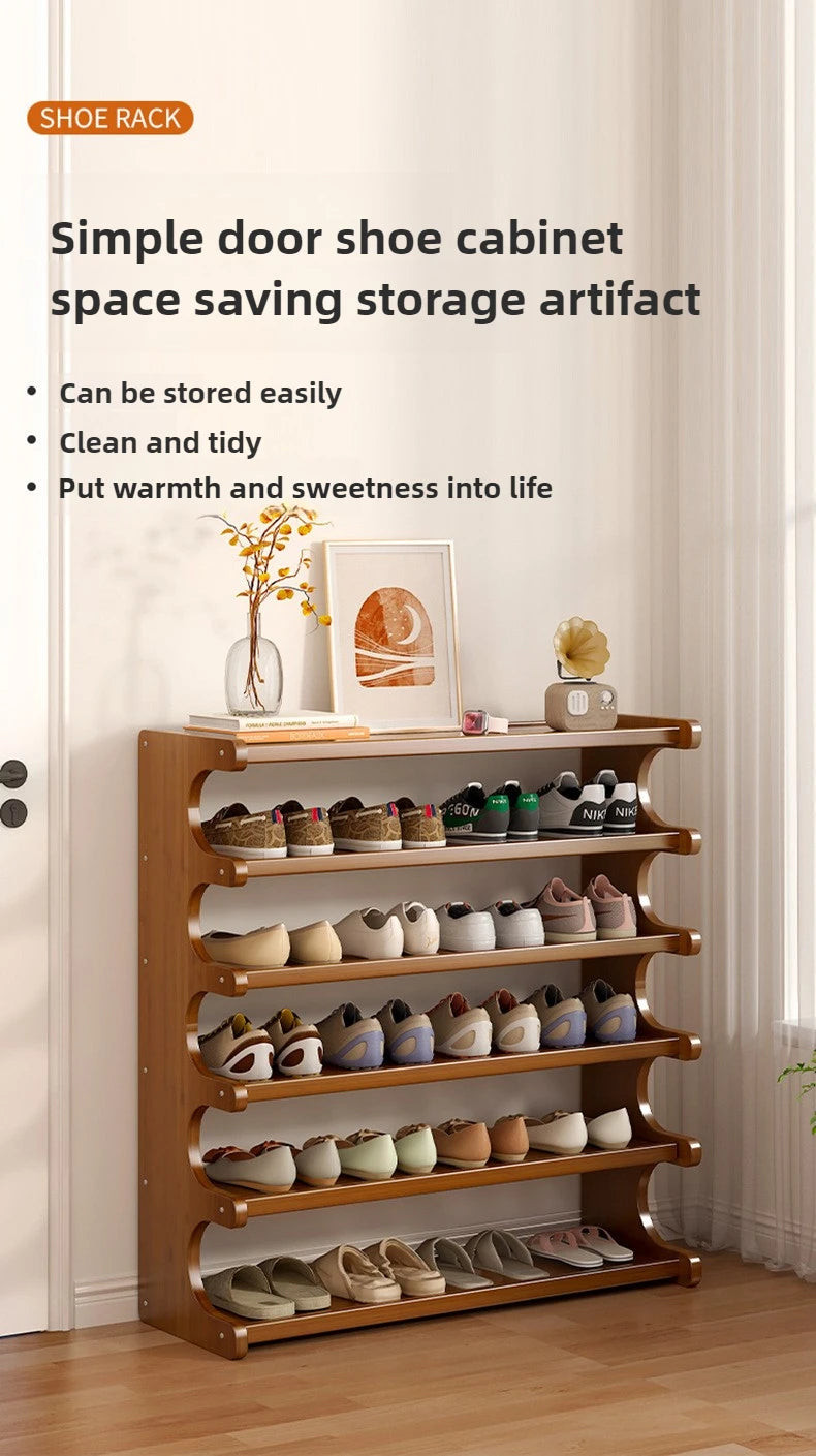 Étagère à chaussures en bois multi-niveaux pour rangement pratique