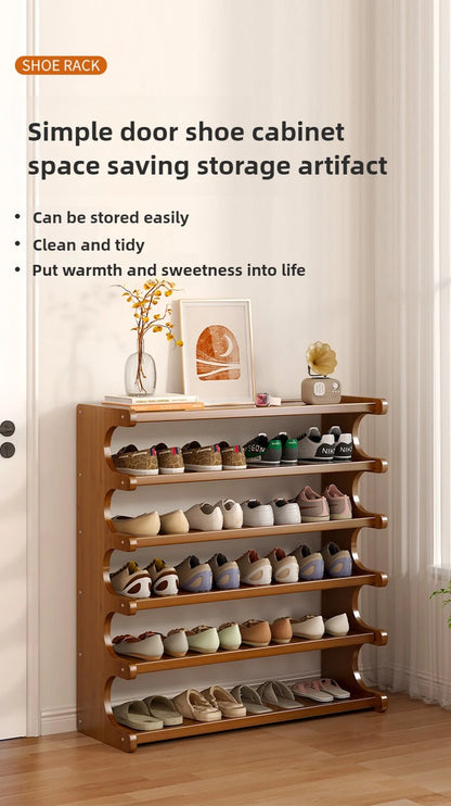 Étagère à chaussures en bois multi-niveaux pour rangement pratique