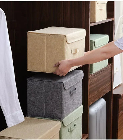 Organisateur de jouets pliant en coton et lin lavable - Panier pratique