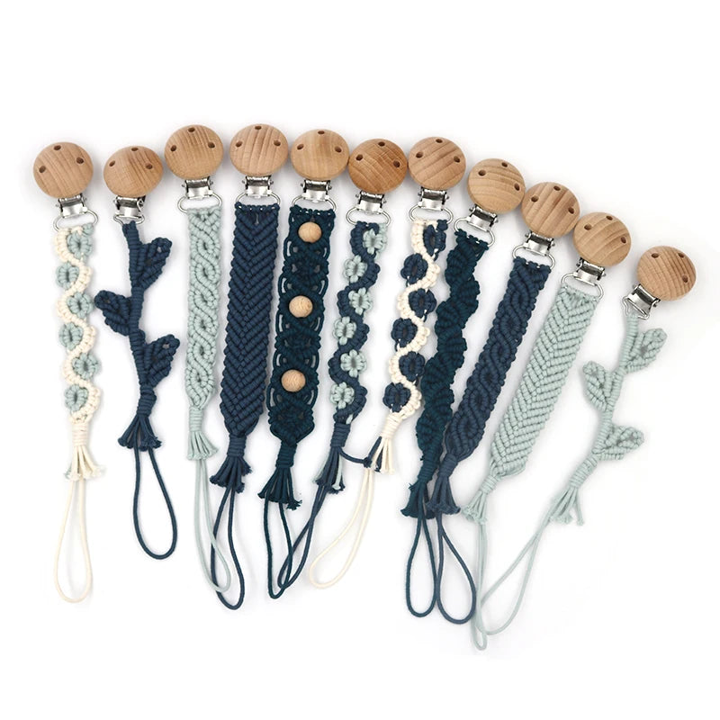 Porte-tétine en macramé et chanvre pour bébé - Tétine en coton artisanale