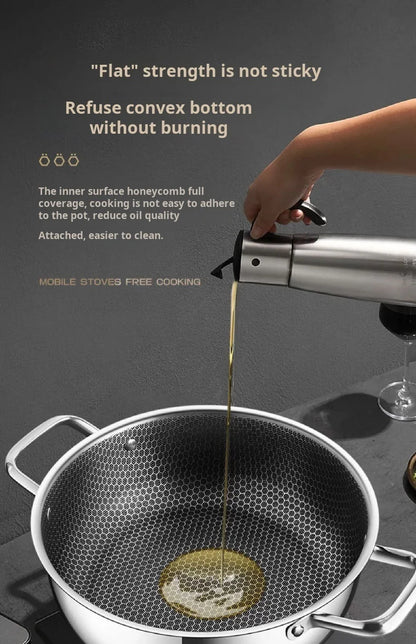 Marmite à Soupe en Acier Inoxydable 410 - Wok Antiadhésif avec Couvercle