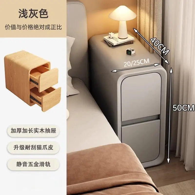 Table de chevet en bois massif avec 2 tiroirs - Design minimaliste