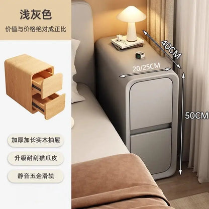 Table de chevet en bois massif avec 2 tiroirs - Design minimaliste