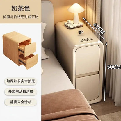 Table de chevet en bois massif avec 2 tiroirs - Design minimaliste