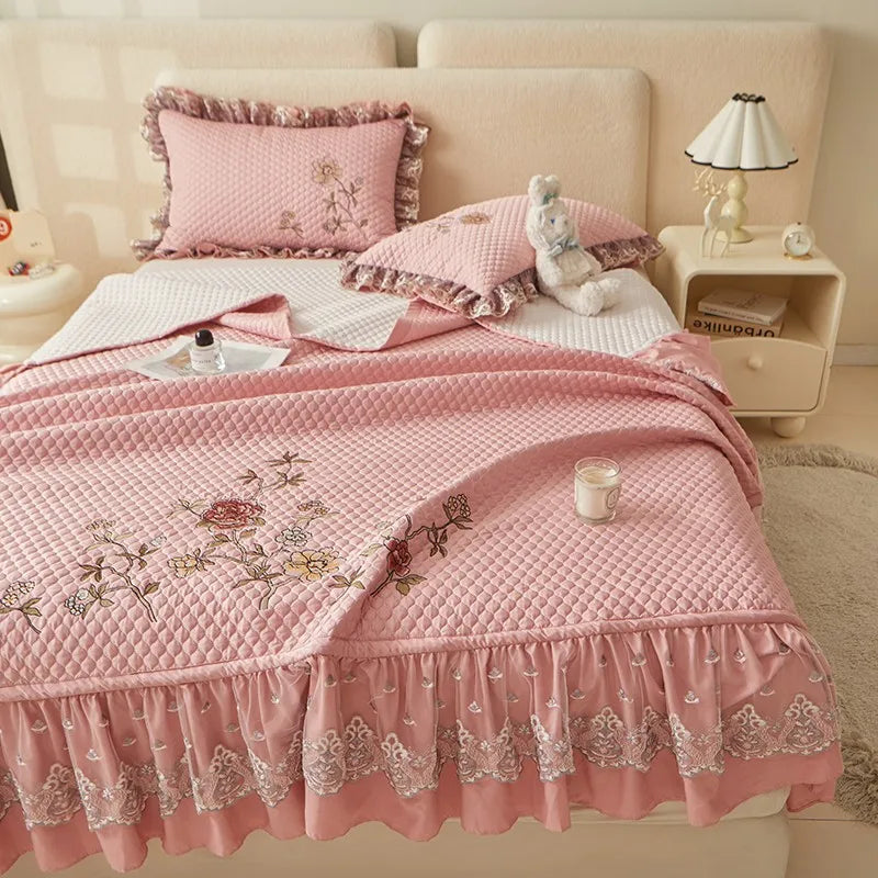 Ensemble de couvre-lit d'été brodé chic - léger et doux, 1 à 3 pièces