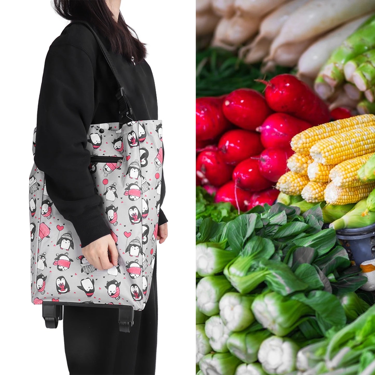 Chariot de Shopping Pliable avec Roulettes pour Homme - Pratique et Fonctionnel