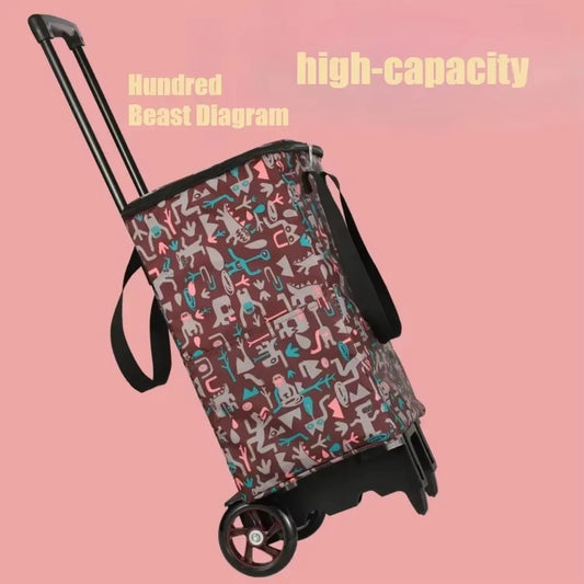 Chariot de courses pliant léger, étanche et grande capacité