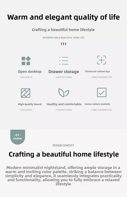 Table de chevet multifonctionnelle avec 3 tiroirs pour chambre