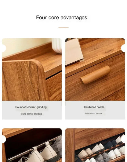 Armoire à chaussures en bois multicouche, gain de place et design pratique