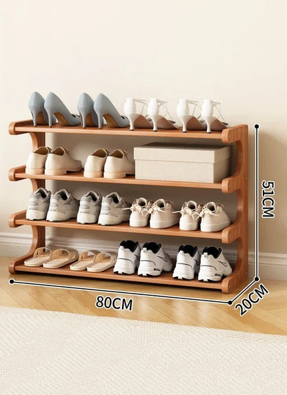 Étagère à chaussures en bois multi-niveaux pour rangement pratique