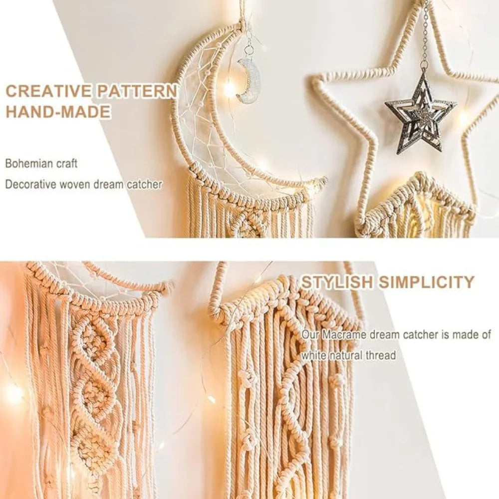 Macramé mural lune pour chambre d'enfant - Décor bohème nordique