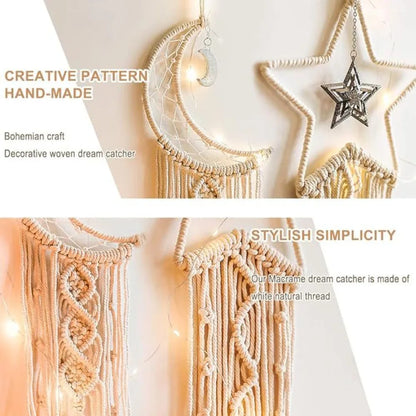 Macramé mural lune pour chambre d'enfant - Décor bohème nordique