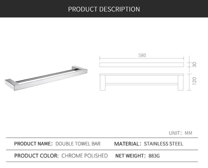 Accessoires de Salle de Bain en Acier Inoxydable - Set Étagère & Crochets