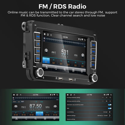 Autoradio Android 7" GPS Carplay pour VW, Seat, Audi - 2Din