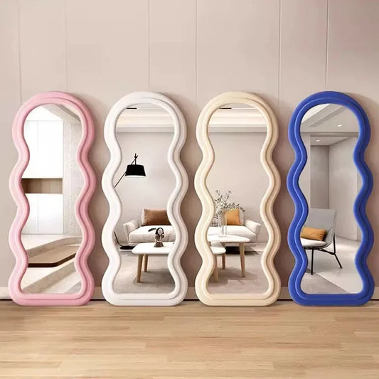 Miroir ondulé pleine longueur, design nordique luxe, livraison gratuite