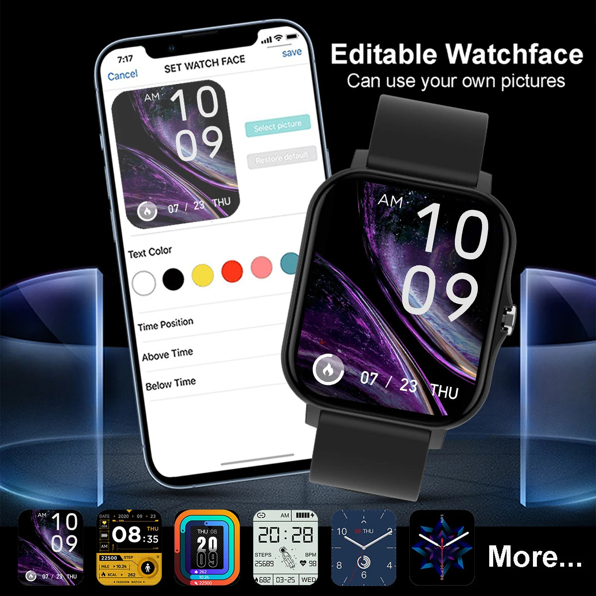 Montre Connectée Étanche 1.83" - Suivi Sportif & Notifications iPhone/Android