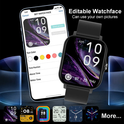 Montre Connectée Étanche 1.83" - Suivi Sportif & Notifications iPhone/Android