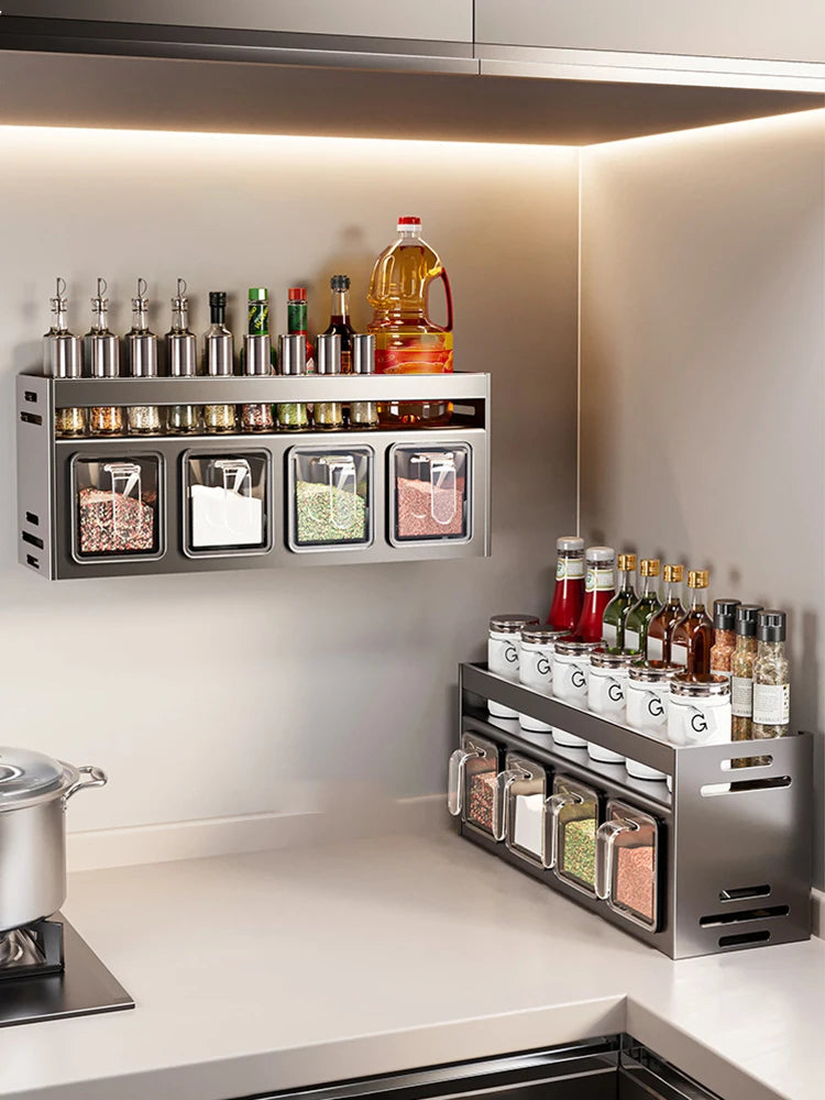 Etagère d'assaisonnement murale sans perçage, pratique et design