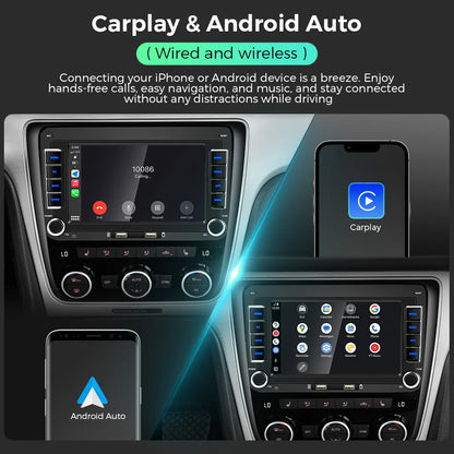 Autoradio Android 7" GPS Carplay pour VW, Seat, Audi - 2Din